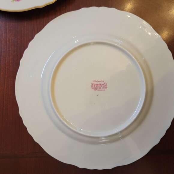 Syracuse China Victoria Federal Shape Plate Floral Rose Design 10.5" - Picture 7 of 7